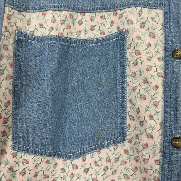 Vintage 90s Partners Mervyns Floral Denim Button Down Long Sleeve Top Cotton M - Picture 4 of 14